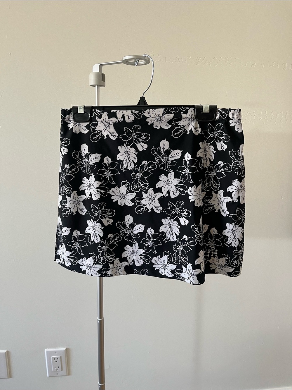 Handmade Black & White Floral Tennis Mini Skirt